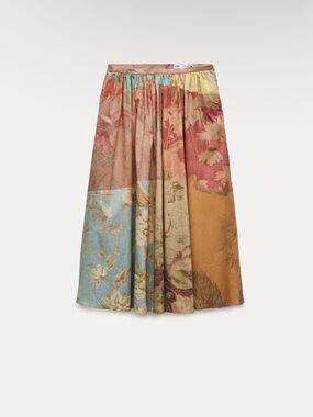 ZARA COLLECTION PATCHWORK PRINTED MIDI SKIRT SIZE MEDIUM